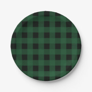Prato De Papel Xadrez Preto Verde de Búfalo