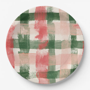 Prato De Papel Xadrez Rosa Vermelho Verde Xadrez Branco Listras A