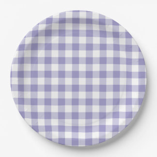 Prato De Papel Xadrez Roxo Pálido em Gingham