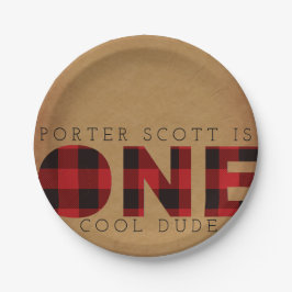 Prato De Papel Xadrez russa - Primeira Festa de aniversário perso