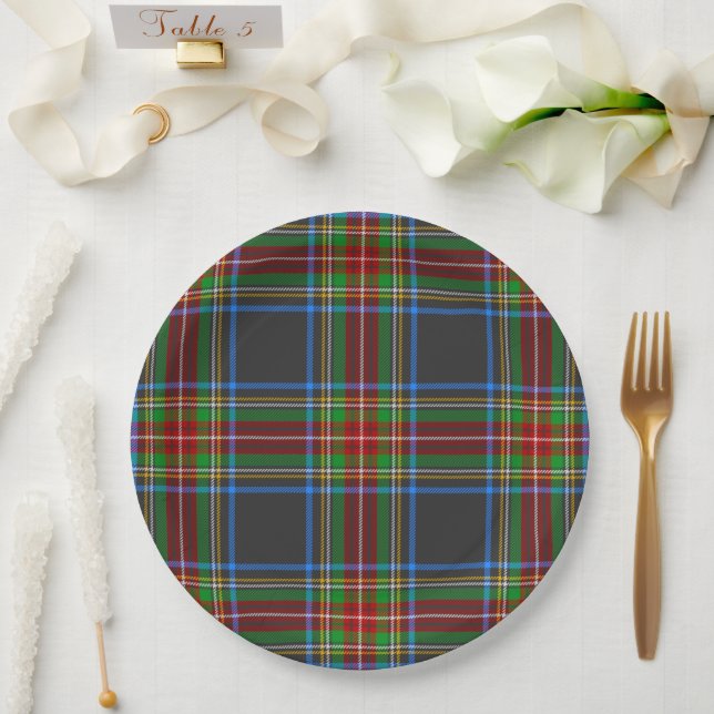 Prato De Papel Xadrez Stewart Stuart Black Clan Tartan (Casamento)