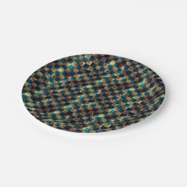 Prato De Papel Xadrez sujo e efeito arranhado, azul e amarelo