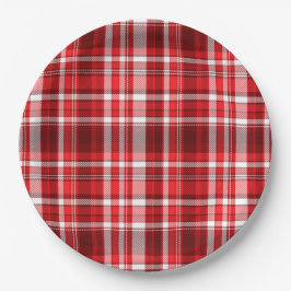 Prato De Papel Xadrez Vermelha Festiva e Branca