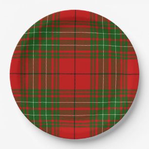Prato De Papel xadrez vermelho verde tartan Comyn