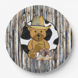 Prato De Papel Xerife Teddy Bear Cake Placa