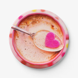 Prato De Papel Xícara e pires rosa café coração de doce 