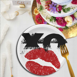 Prato De Papel XO XO me beije com placas de papel / CHURRASCO, fe