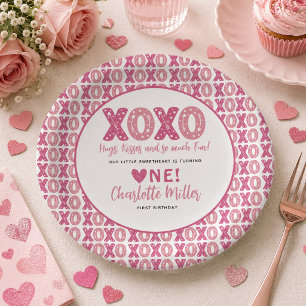 Prato De Papel XOXO Abraços e Beijos de Dia dos Namorados 1º Aniv