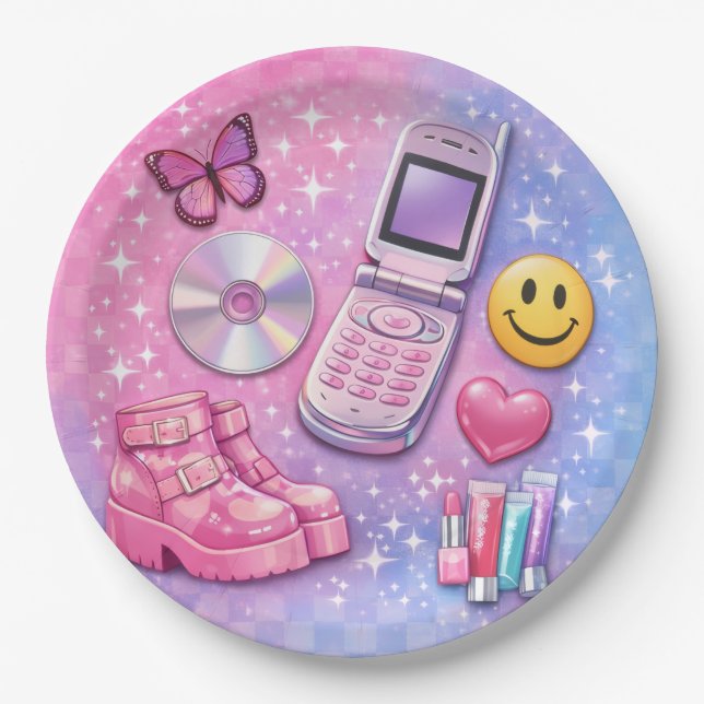 Prato De Papel Y2K 2000's Party Plate (Frente)