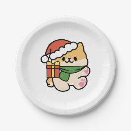 Prato De Papel Yappy Howlidays - Bela Cartoon de Cão de Natal