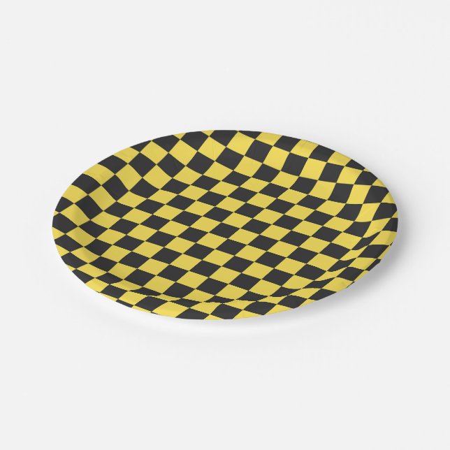 Prato De Papel Yellow and black checkerboard pattern (Inclinado)