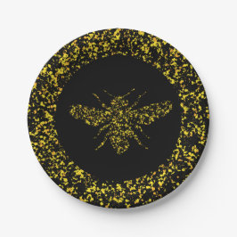 Prato De Papel Yellow bee Splattered Paint 