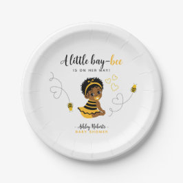 Prato De Papel Yellow Black African American Bee Baby Shower