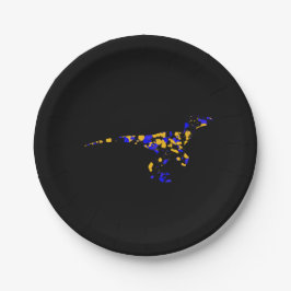 Prato De Papel Yellow Blue Raptor Splattered Paint 