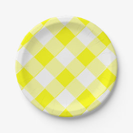 Prato De Papel Yellow Gingham Retro Espetacular Escola Antiga