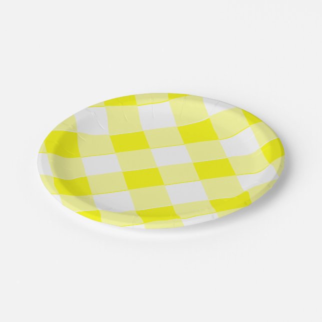 Prato De Papel Yellow Gingham Retro Espetacular Escola Antiga (Inclinado)