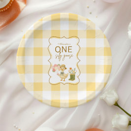 Prato De Papel  Yellow Gingham Silly Goose 1st Birthday