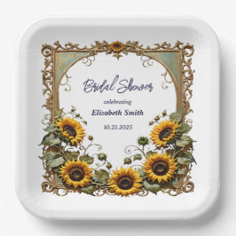 Prato De Papel Yellow sunflower with art frame bridal shower