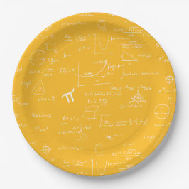 Prato De Papel Yellow White Math Equations Graphics Graduation