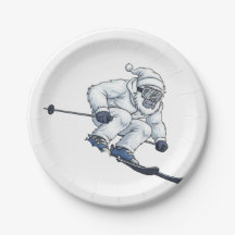 Yeti Abominável Homem da Neve Esquiando Férias Div