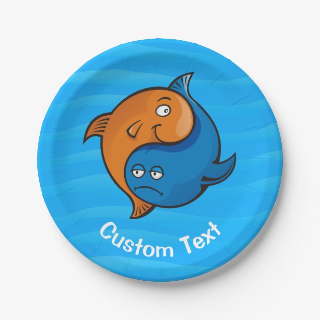 Prato De Papel Yin Yang Fish Cartoon (Frente)