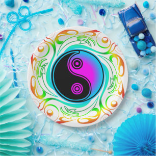 Prato De Papel Yin Yang Psychedelic Rainbow Tattoo