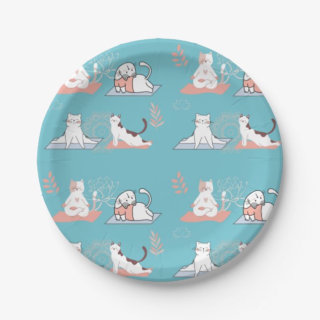 Prato De Papel Yoga Cats Lotus (Frente)