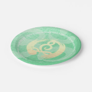 Prato De Papel Yoga Instrutor Green Dourado Meditação ZEN OM