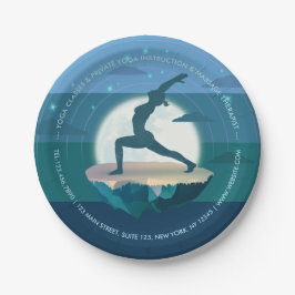 Prato De Papel Yoga Instrutor Meditação Pose Moon Ilha Voadora