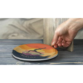 Prato De Papel Yoga Instrutor Meditation Pose Sun Flying Island