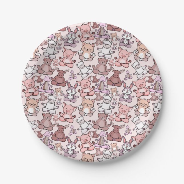 Prato De Papel Yoga poses pattern | Yoga seamless pattern 48 (Frente)