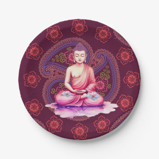 Prato De Papel Yogini / Buddha Watercolor Plates, Floral / Yoga