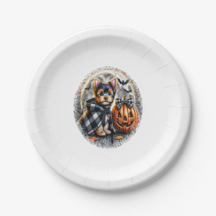 Prato De Papel Yorkie Dog Halloween