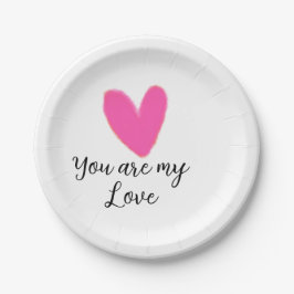 Prato De Papel you are my love pink red heart watercolor kidretro