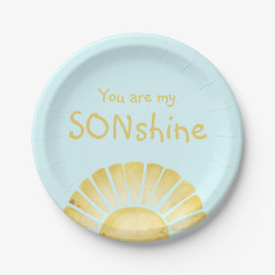 Prato De Papel You are my Sonshine baby shower