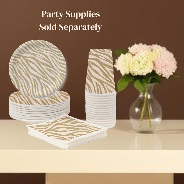 Prato De Papel Zebra - bege neutro (Zebra Print-Neutral Beige Paper Cups)