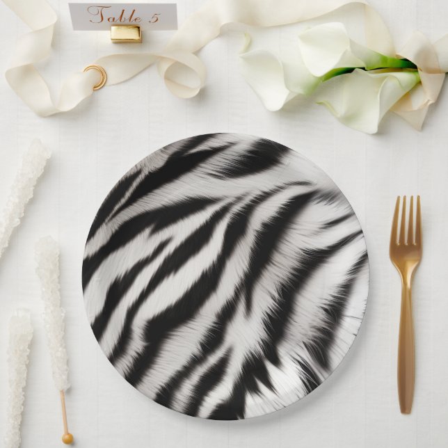Prato De Papel Zebra branca negra (Casamento)