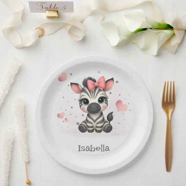 Prato De Papel Zebra de desenho animado adorável (Casamento)