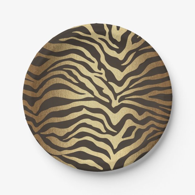 Prato De Papel Zebra Print Animal Skin Elegante Moderno Glam Dour (Frente)
