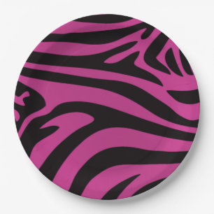 Prato De Papel Zebra Rosa