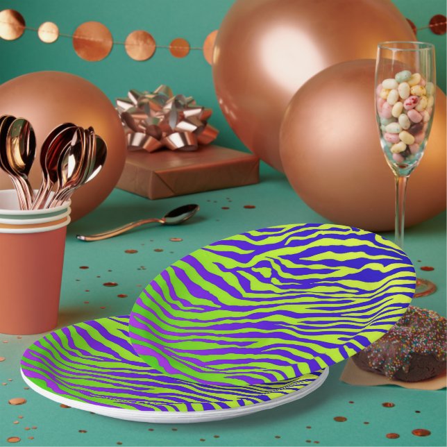 Prato De Papel Zebra Verde (Múltiplo)
