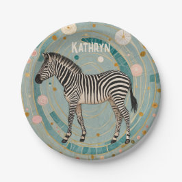 Prato De Papel Zebra Whimsical Personalizada