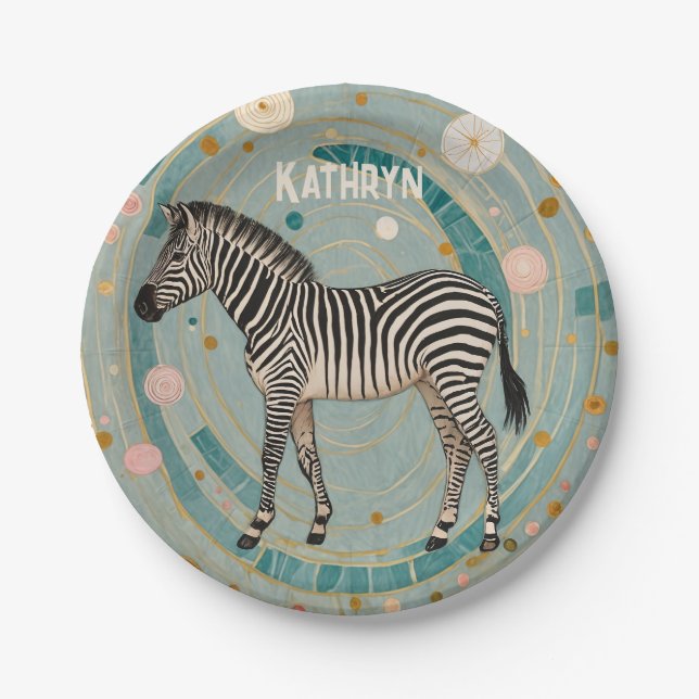 Prato De Papel Zebra Whimsical Personalizada (Frente)