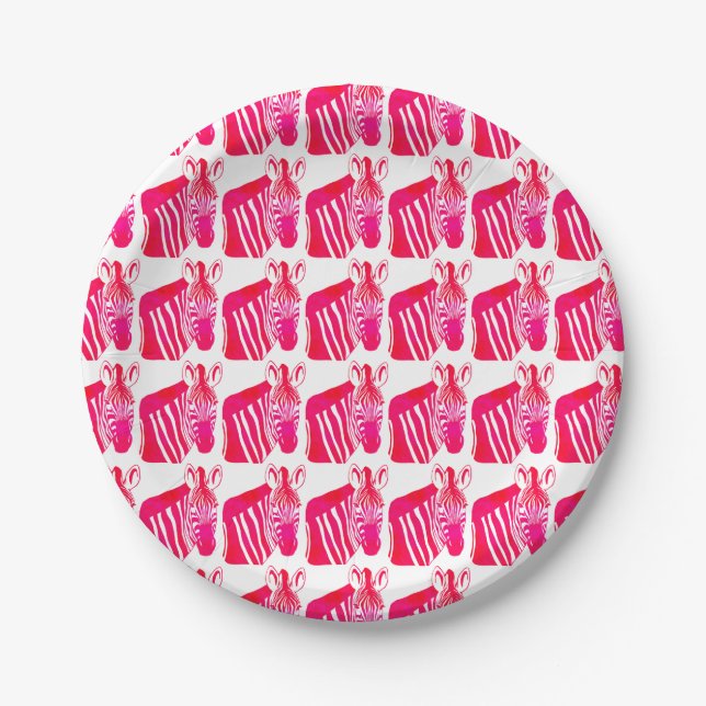 Prato De Papel Zebras Magenta (Frente)
