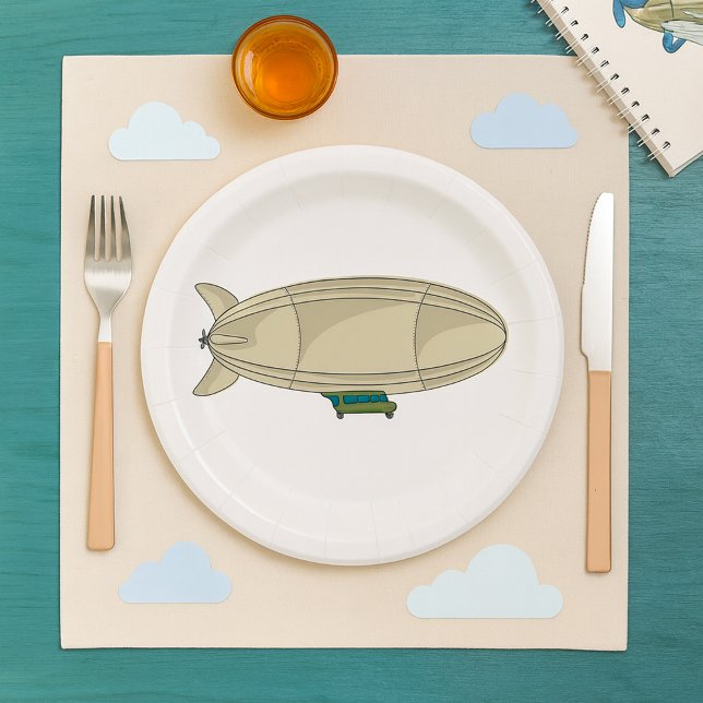 Prato De Papel Zeppelin Dirigível Retro Blimp de Ficção Científic (Criador carregado)