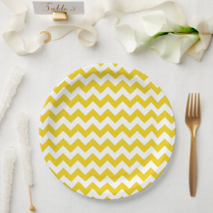 Prato De Papel Zigzag Amarelo, Chevron Amarelo, Padrão Geométrico