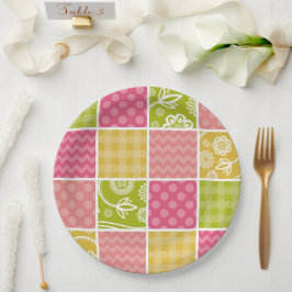 Prato De Papel Zigzag, Chevron, Bolinhas, Gingham, Patchwork
