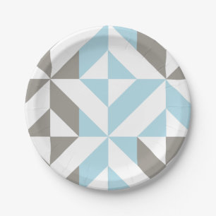Prato De Papel ZigZag Geométrico de Azul e Prata
