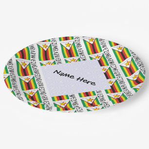 Prato De Papel Zimbabwe Bandeira do Zimbábue Personalizada em Mos