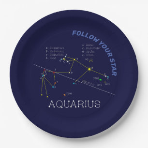 Prato De Papel Zodiac Constelação Aquarius